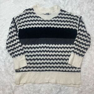 Aerie Knit Sweater Size Small Pullover Long Sleeve Wool Blend White Gray